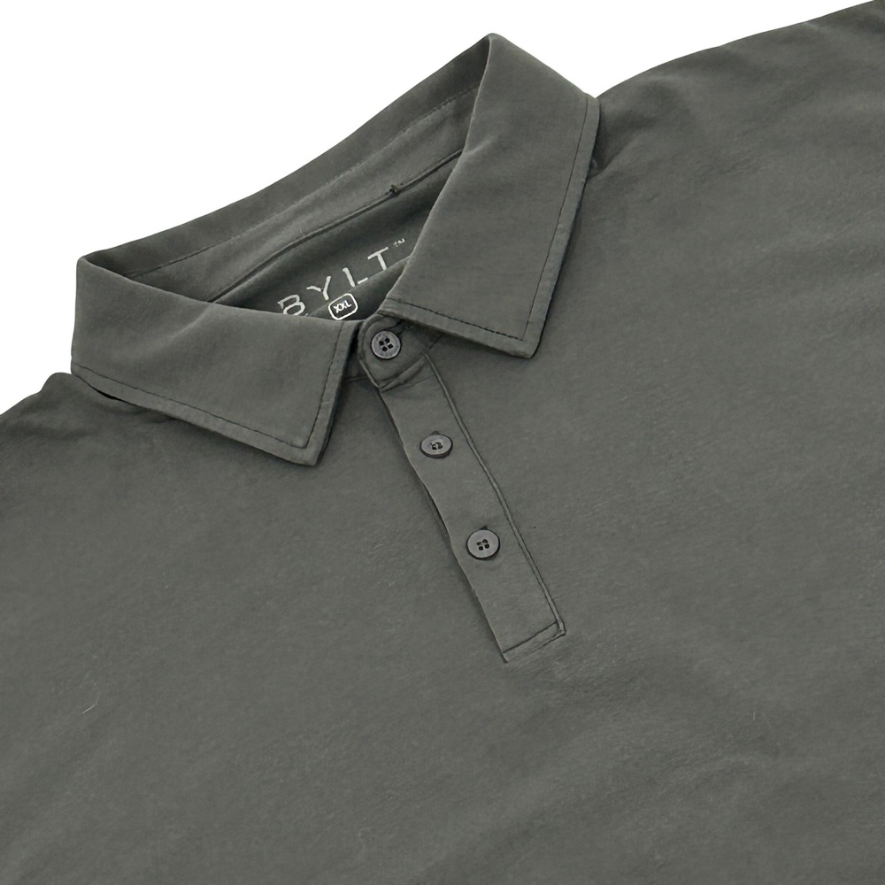 BYLT Lux Polo Shirt Mens XXL Charcoal Gray Short Sleeve Curved Hem